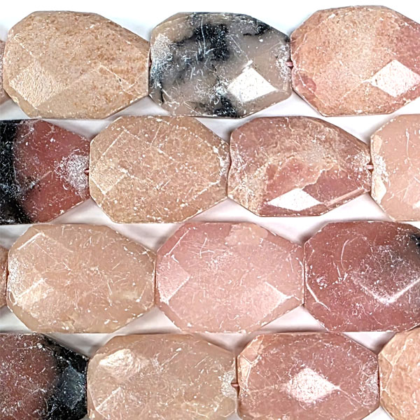 CHINESE PINK OPAL FACETED PEAR FREEFORM 23X18MM